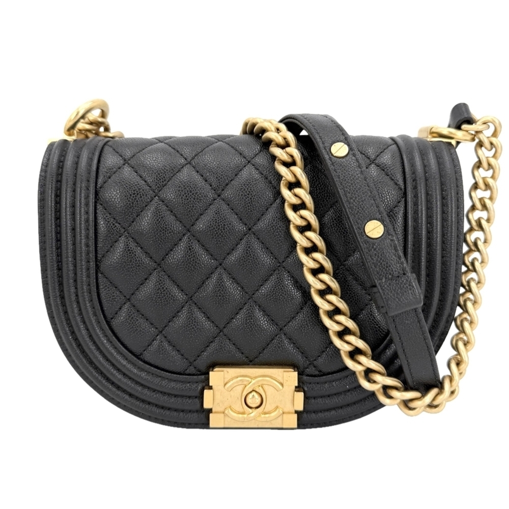 Chanel Women's Matelassé Half Moon Shoulder Bag, Coco Mark, Crossbody Boy Cha...